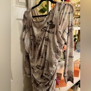 Fashion Nova Gray Long Sleeve Dress